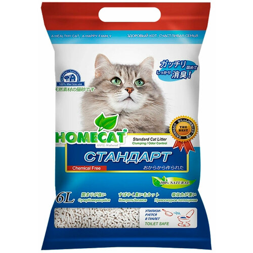 HOMECAT эколайн стандарт наполнитель комкующийся для туалета кошек (6 л х 4 шт)