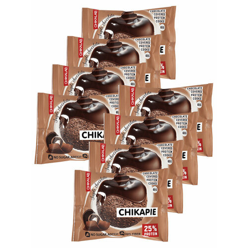 Bombbar, CHIKALAB Протеиновое печенье Chikapie с начинкой, 8шт по 60г (Тройной шоколад)