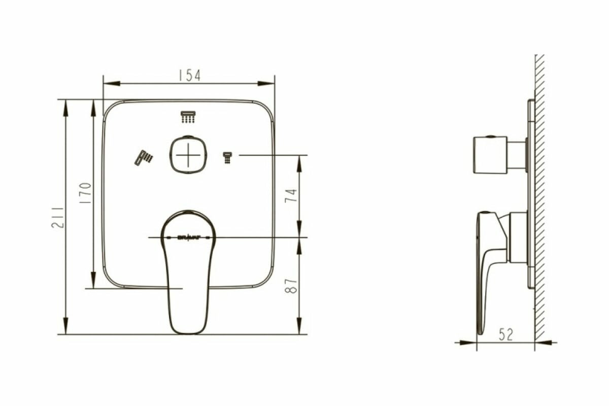 встраиваемый смеситель однорычажный bravat pb8173218cp-3-eng - фото №2