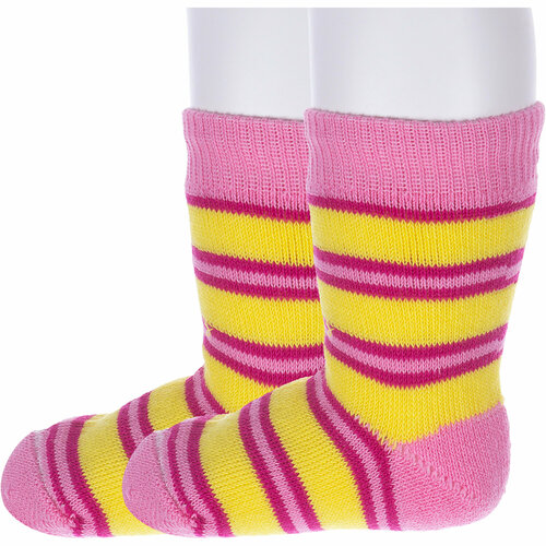 Носки Альтаир 2 пары, размер 18, желтый, розовый носки альтаир 2 пары размер 18 розовый