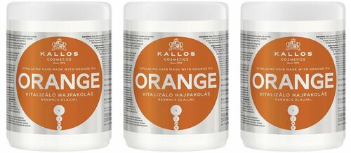 Kallos Cosmetics Восстанавливающая маска для волос, с маслом апельсина, 1000 мл, 3 шт