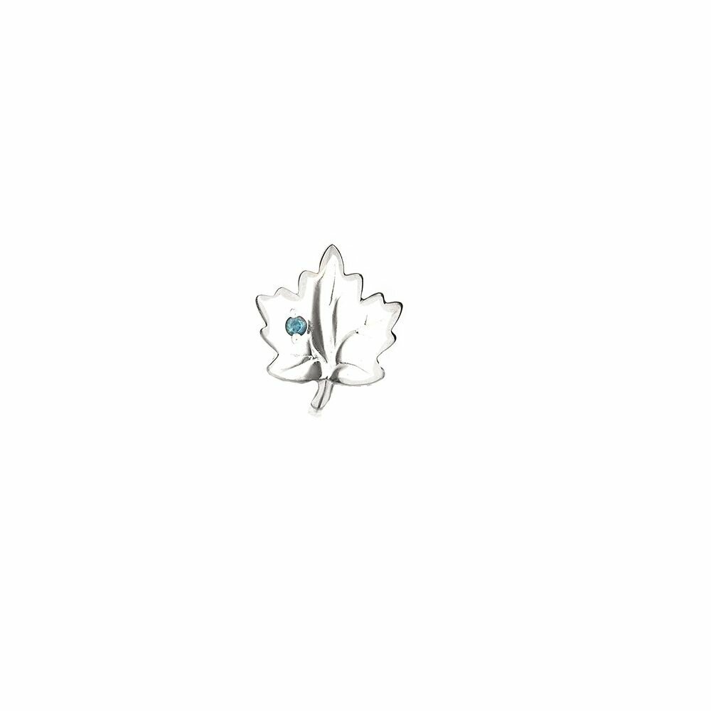 Серьги пусеты CORDE Серебряная серьга-пусета оригами кленовый лист с натуральным сапфиром, серебро, 925 проба, родирование, сапфир