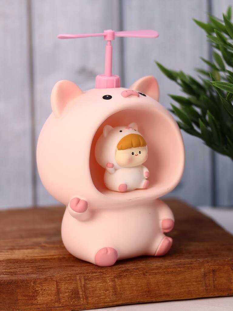 Ночник, светильник детский, копилка Baby pig fan pink - фотография № 4