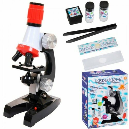 Микроскоп ZHORYA Красно-белый с подсветкой и аксессуарами в коробке 852877ZY 1337₽