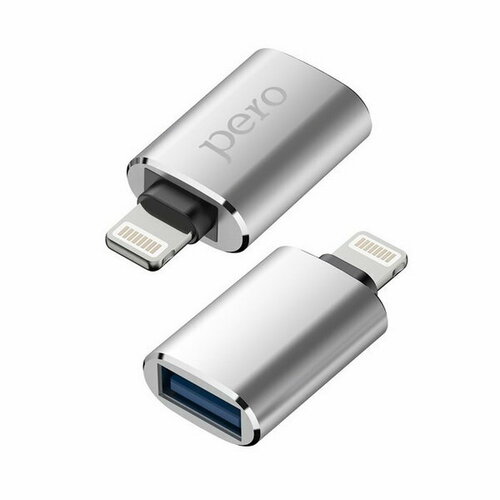 Адаптер OTG AD02, Lightning - USB, металл, серебристый