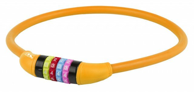Велозамок M-WAWE 12х650мм кодовый (4 разряда, цветные символы) силиконовый оранжевый 5-231058