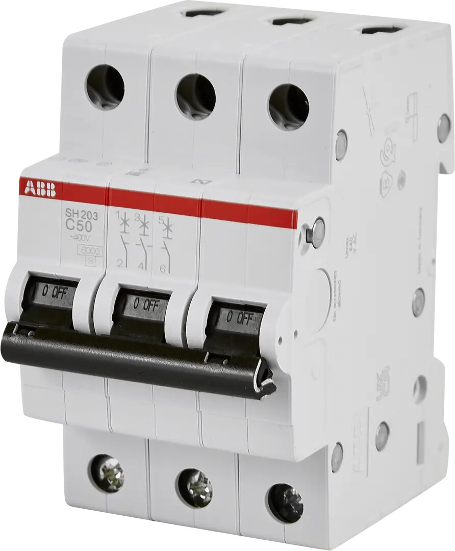 Автоматический выключатель ABB SH203 3P C50 А 6 кА
