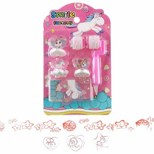 Печать цветная Единороги набор 3 шт ролик-печать с 2 насадками штемпельная подушка 353₽