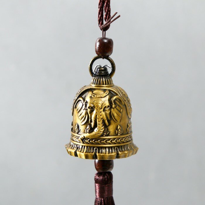 Колокольчик металл "Головы слонов на колоколе" 4х4х31 см 9919002