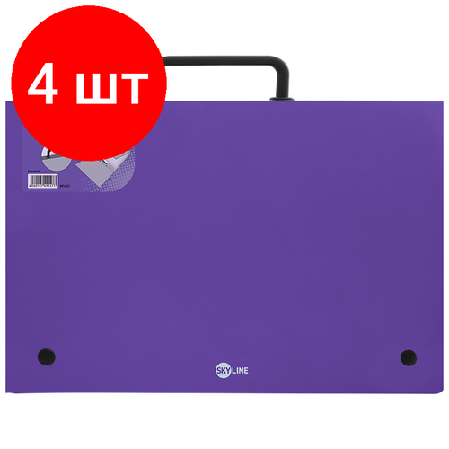 Комплект 4 шт, Папка-портфель 13 отделений Berlingo Skyline, А4, 328*285мм, 700мкм, фиолетовая