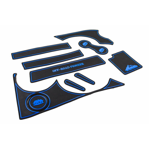 Комплект противоскользящих ковриков черных синяя окантовка Off-Road Pioneer на Шевроле Нива Лада Нива Тревел 2949₽