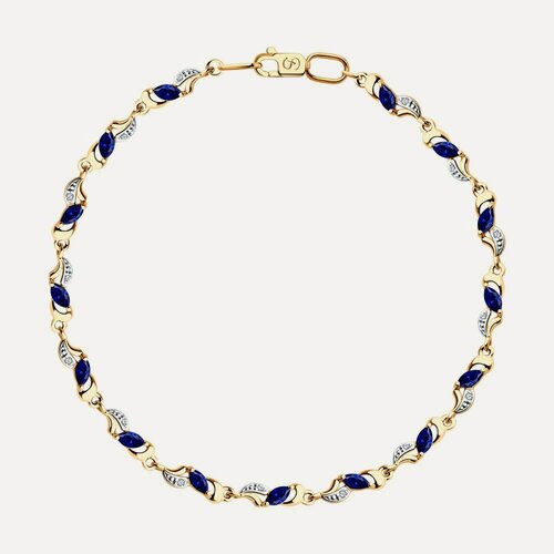 Изображение товара Браслет, красное золото, 585 проба, фианит, корунд синтетический