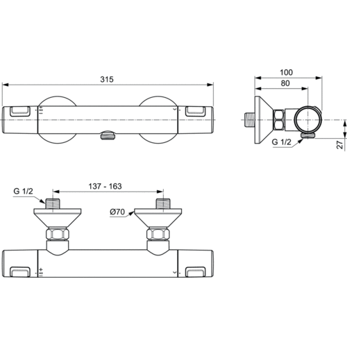 Термостат Ideal Standard Ceratherm T25 A7201AA для душа термостат для душа ideal standard ceratherm t25