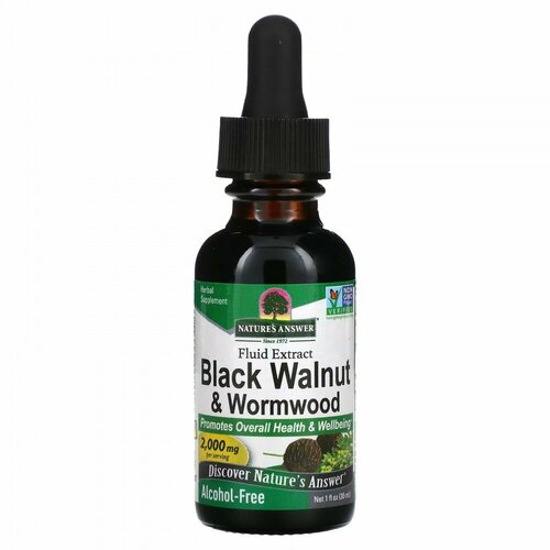 Nature&#x27; s Answer, Black Walnut & Wormwood, Fluid Extract, Alcohol-Free, 2,000 mg, 1 fl oz (30 ml)