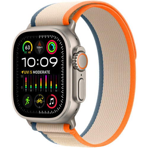 Умные часы Apple Watch Ultra 2 49 мм корпус из титана, ремешок Trail оранжевого/бежевого цвета (M/L, 145–220 мм)