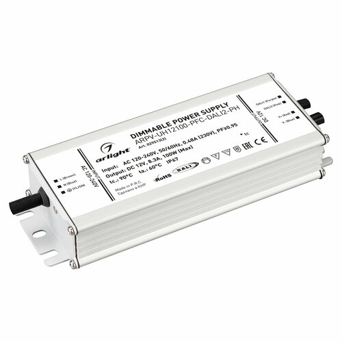 Блок питания ARPV-UH12100-PFC-DALI2-PH (12V, 8.3A, 100W) (Arlight, IP67 Металл, 7 лет)