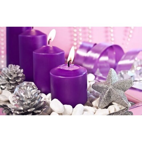 Набор алмазной вышивки "Фиолетовые свечи", размер 50 х 34 см, 50 цветов