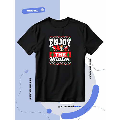 Футболка Надпись Enjoy the Winter, размер XXL, черный