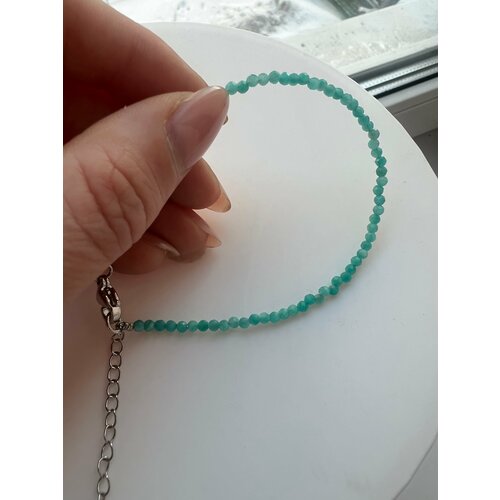 Браслет-нить, циркон, 1 шт., размер 17 см, размер one size, диаметр 8.5 см, бирюзовый