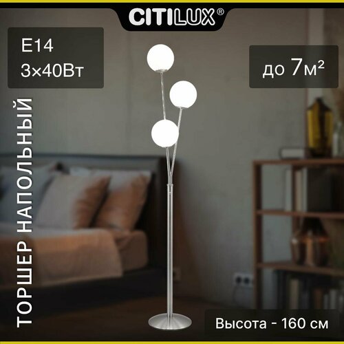 Торшер напольный с выключателем Citilux Томми CL102934 белый хром матовый