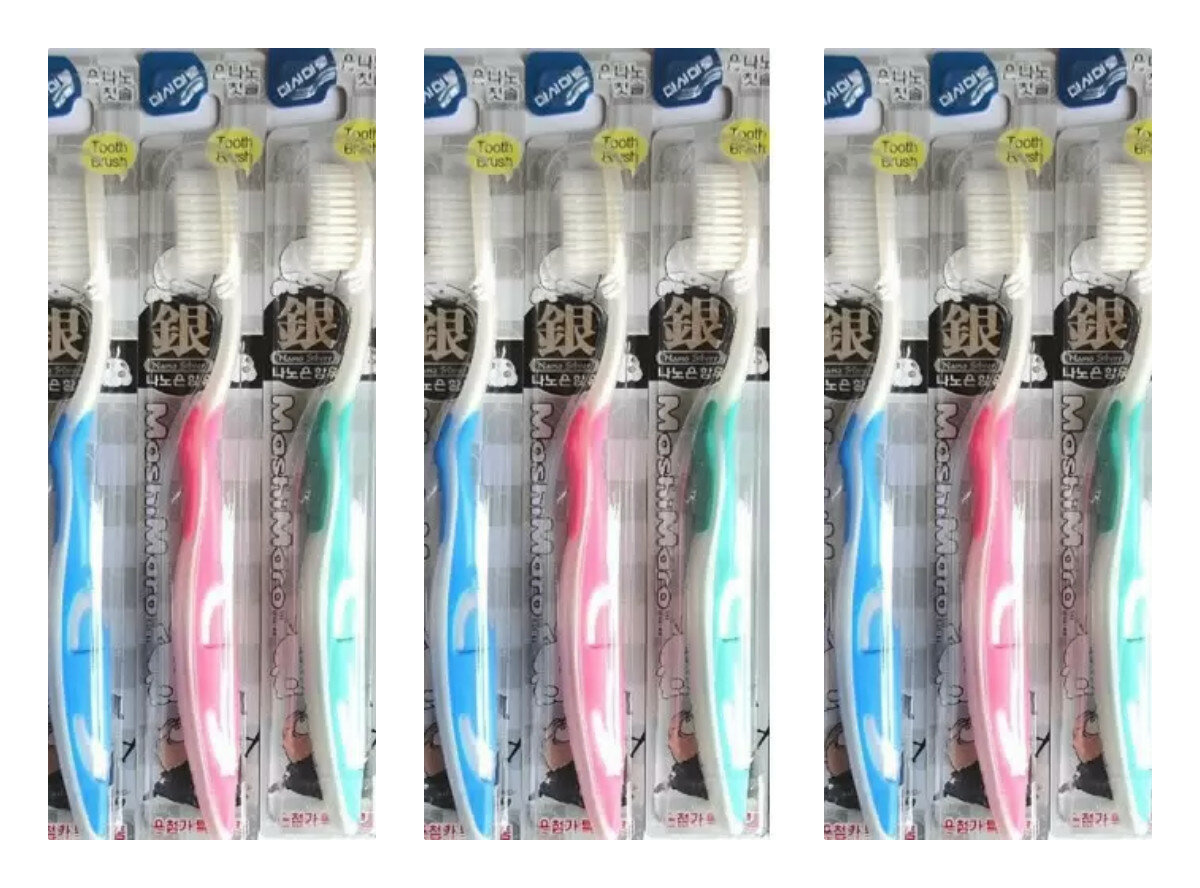 Зубная щётка с ионами серебра EQ Maxon MashiMaro Silver Toothbrush, в ассортименте, 3 шт.
