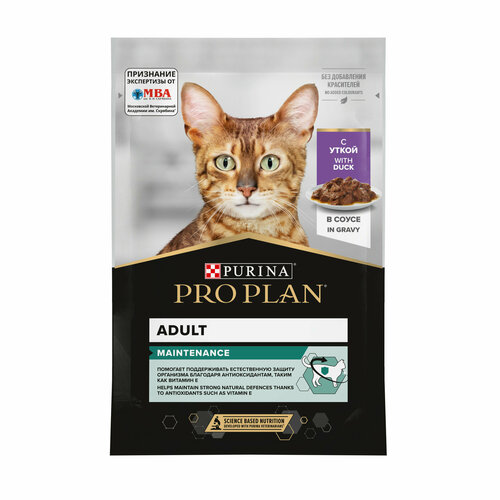 Влажный корм для кошек Pro Plan Nutrisavour Adult с уткой в соусе, 85 г х 13 шт