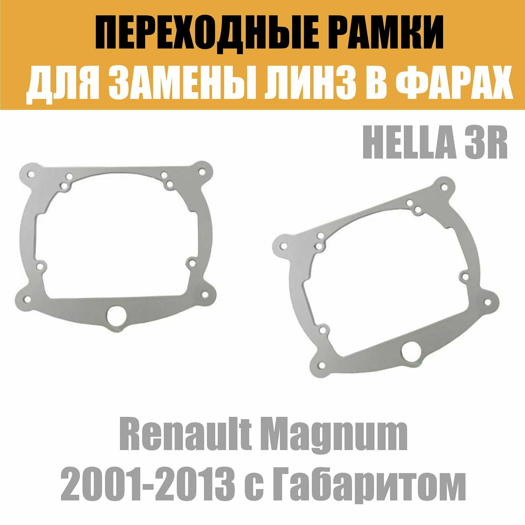 Переходные рамки для линз №8 на Renault Magnum 2001-2013 с Габаритом под модуль Hella 3R/Hella 3 (Комплект 2шт)