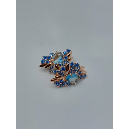 фото Серьги fashion jewelry, циркон, размер 25 мм, золотистый