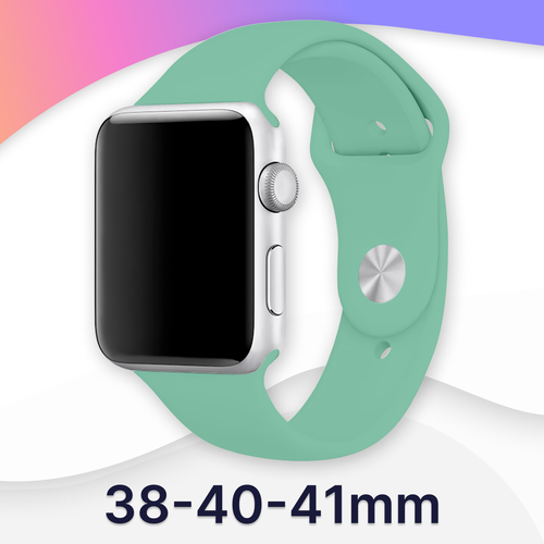 Силиконовый ремешок для Apple Watch 38-40-41 mm, Series 1-9, SE / Сменный браслет (Sport Band) для смарт часов Эпл Вотч 38-41 мм (Mint S) мятный, размер S (запястье 135–150 мм), XL (запястье 180–200 мм), L (запястье 160–180 мм), XXL (запястье более 200 мм)