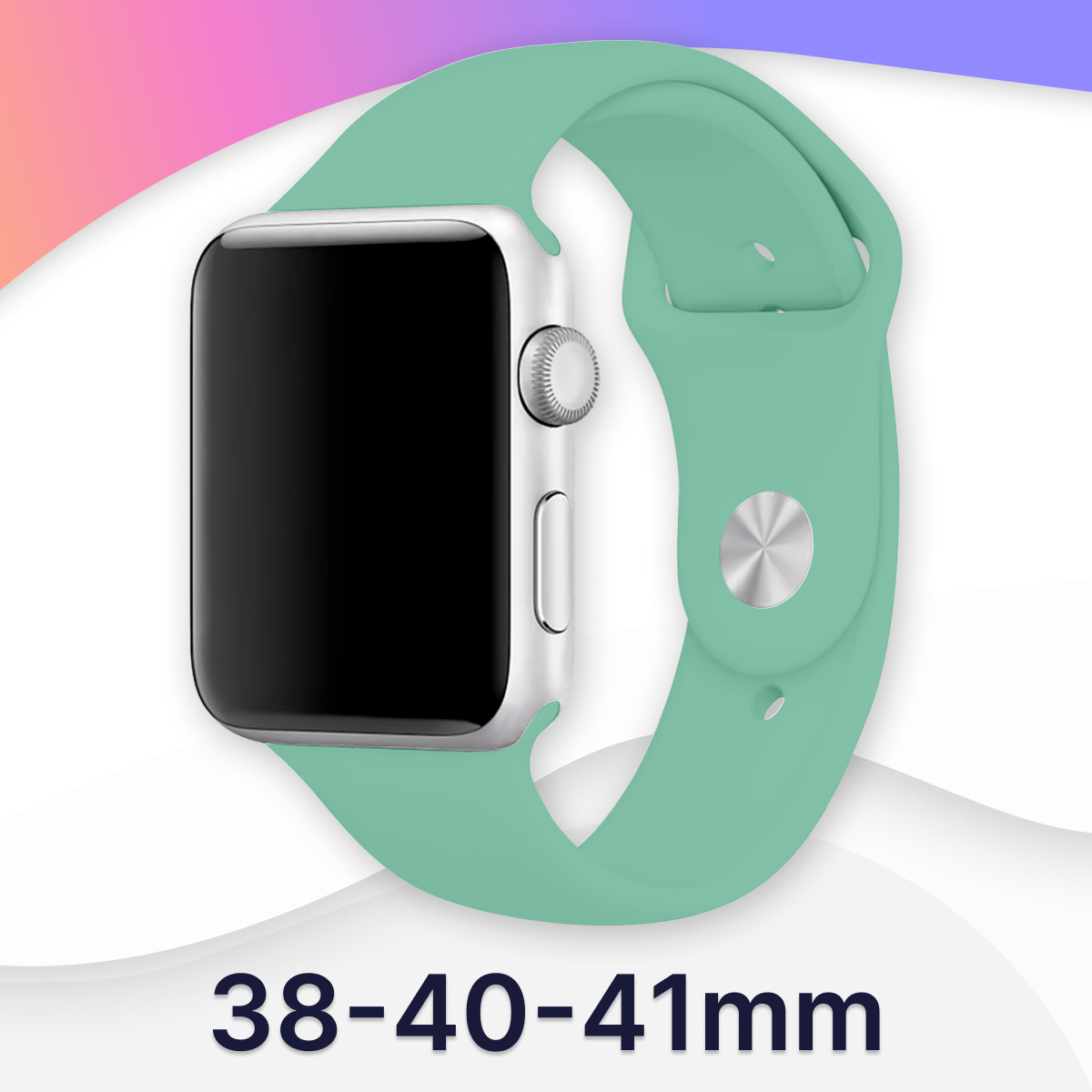 Силиконовый ремешок для Apple Watch 38-40-41 mm, Series 1-9, SE / Сменный браслет (Sport Band) для смарт часов Эпл Вотч 38-40-41 мм (Mint S)