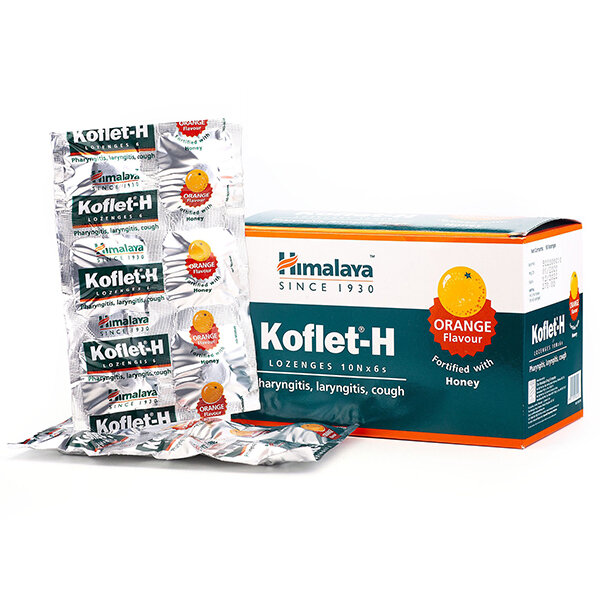 Леденцы Кофлет Хималая 2 блистера Koflet-H Himalaya Лимон Имбирь Апельсин Мёд