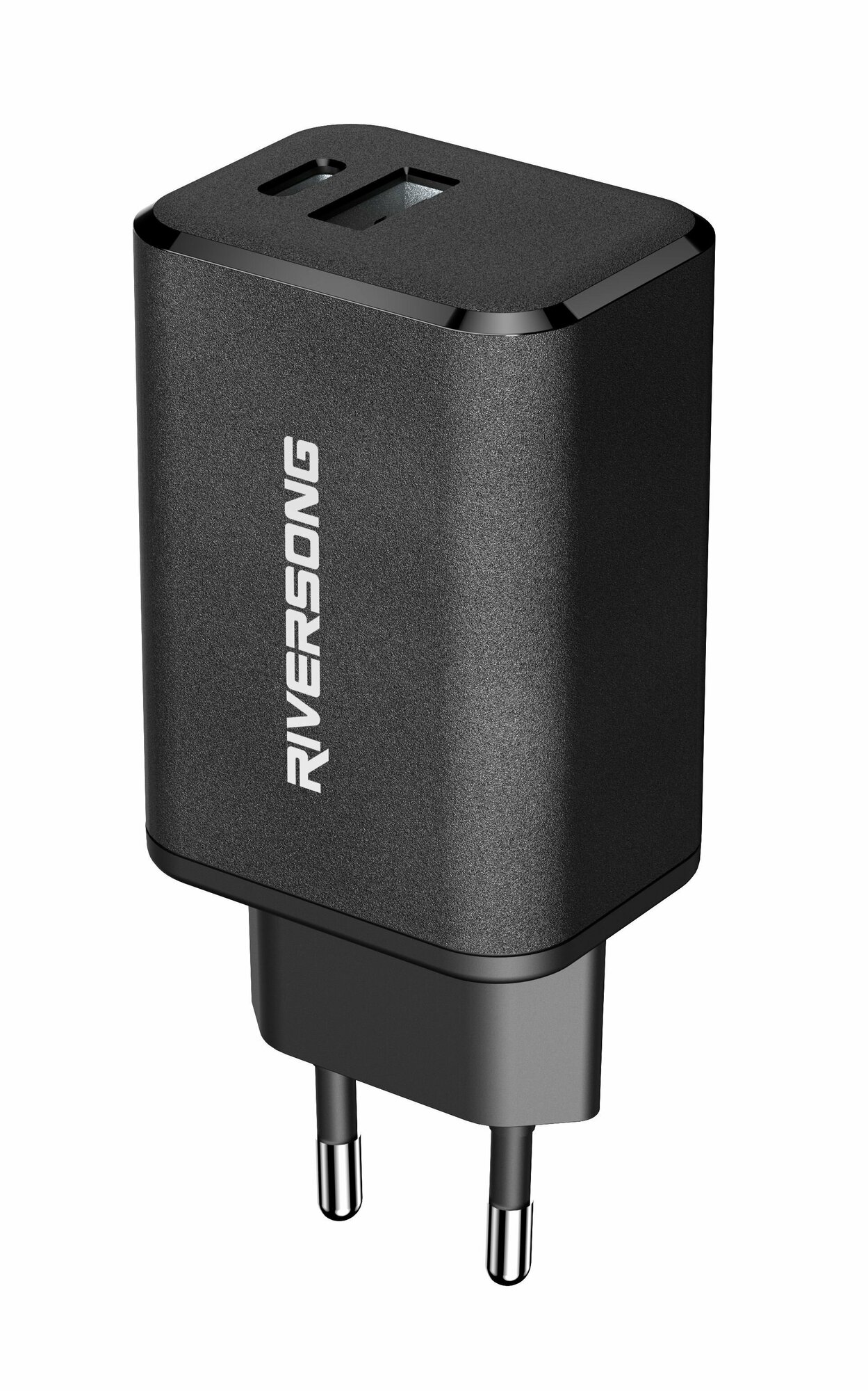 Сетевое зарядное устройство, универсальный блок питания, Riversong, USBA QC3.0 + TypeC PD 65Вт, Powerkub G65, цвет черный — фото 1