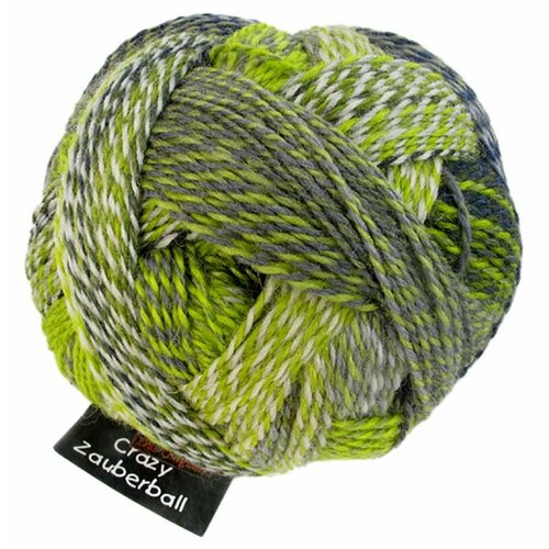 Пряжа ZauberballCrazy 2204_ Green Week 75% Virgin Wool, 25% Nylon (biodegradable)
