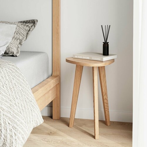 Cтол журнальный прикроватный из шпона и массива дуба 2 шт. 32х32х45 см