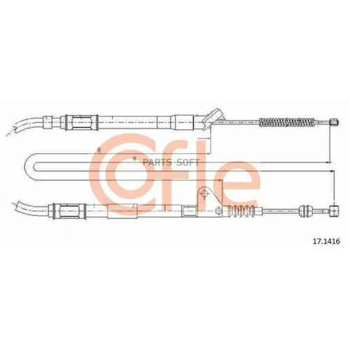 COFLE 92171416 Трос стояночного тормоза прав задн TOYOTA AVENSIS all (дисковые тормоза) (mod. T22) 00-6/01