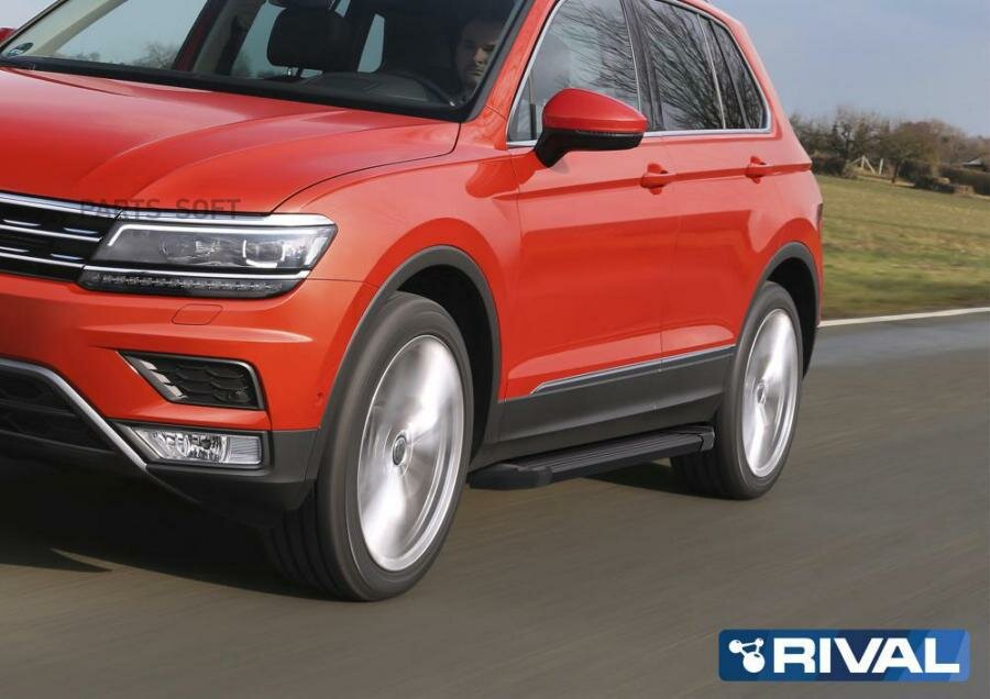 RIVAL F173ALB58024 Пороги аюминиевые Rival Black Volkswagen Tiguan