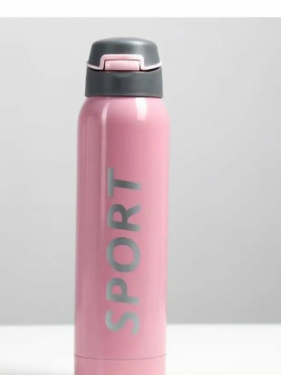 фото Спортивная термобутылка для воды, фляга - 500 мм, розовая