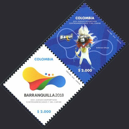 Почтовые марки Колумбия 2018г. 23-е Спортивные игры Центральной Америки и Карибского бассейна - Барранкилья, Колумбия Спорт MNH