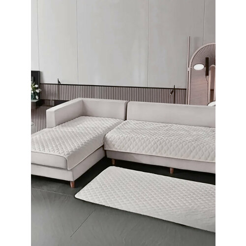 Набор велюровых дивандеков 90х160 2 шт 90х210 DIV-005 кремовый Elintale кремовый Комплект накидкок 90х16090х210 4400₽