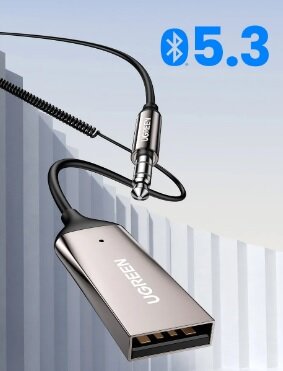 Bluetooth 5.3 адаптер для автомобиля / UGREEN Car Bluetooth ресивер USB-AUX 3,5 мм