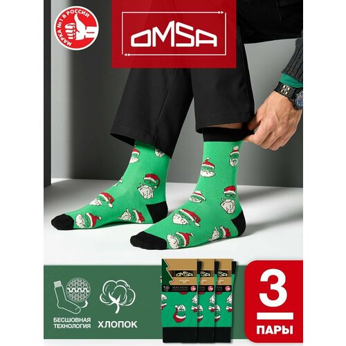 Носки Omsa, 3 пары, размер 45-47 (29-31), зеленый