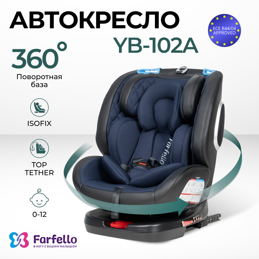 Автокресло детское ISOFIX Farfello YB102A от 0 до 12 лет от 0 до 36 кг экокожа в комплекте анатомический вкладыш