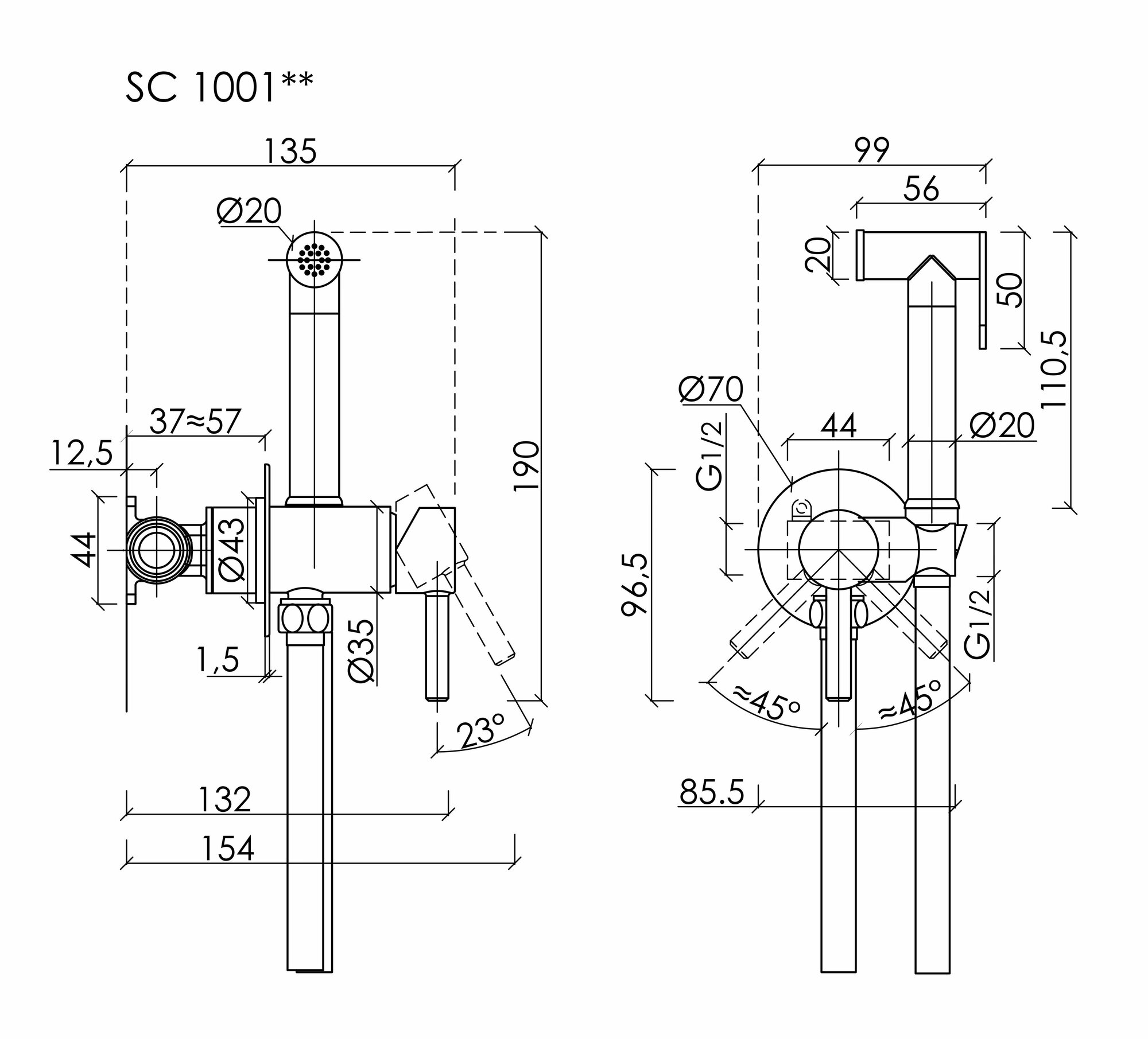 Гигиенический душ Sancos Start со смесителем, черный матовый - фото №5
