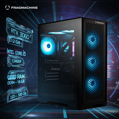 Игровой компьютер Fragmachine Liquid 5107 (i5-12400F, 16GB DDR4, SSD 500Gb, RTX 3060 12Gb, noOS)