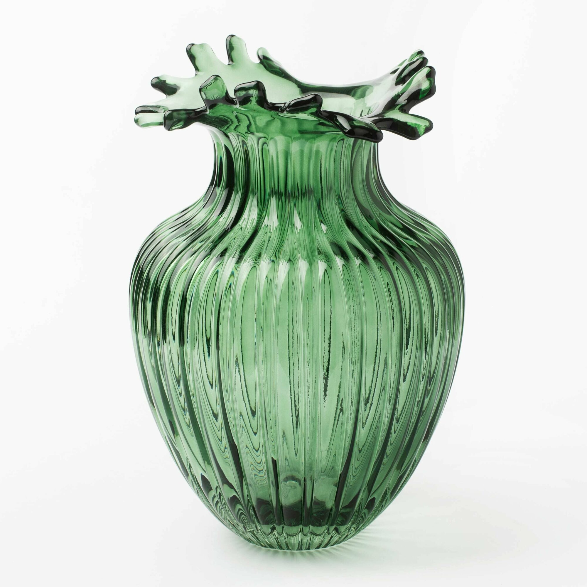 Ваза для цветов Kuchenland 27 см стекло с цветным напылением зеленая Ribedic