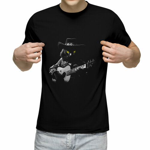 мужская футболка кот с гитарой xl красный Футболка Us Basic, размер L, черный