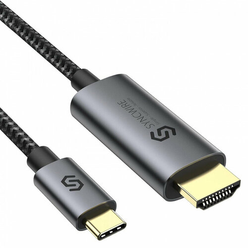 Кабель SYNCWIRE Nylon Braided USB-C to HDMI 1.8 метра Black черный SW-HD549