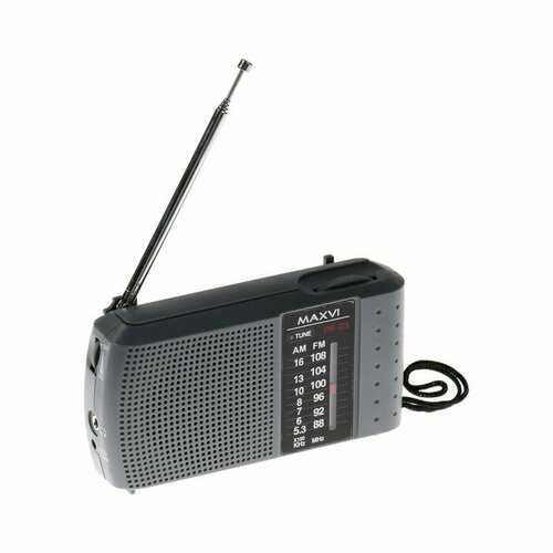 радио fm приемник maxvi pr 02 black Радиоприемник Maxvi PR-03, 220 В, 2хАА, AUX, серый