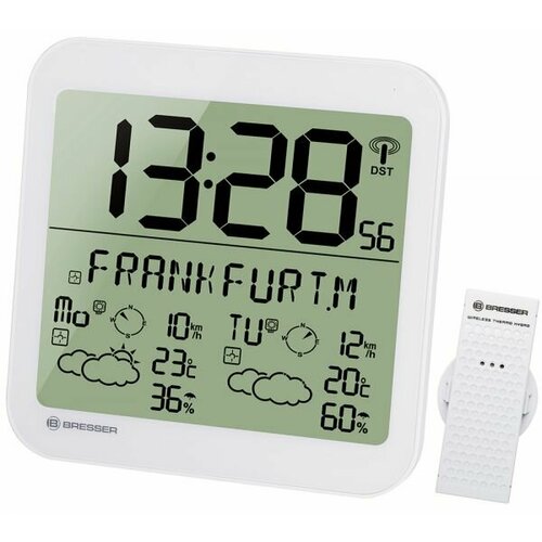 Часы-метеостанция Bresser MyTime Meteotime LCD белые