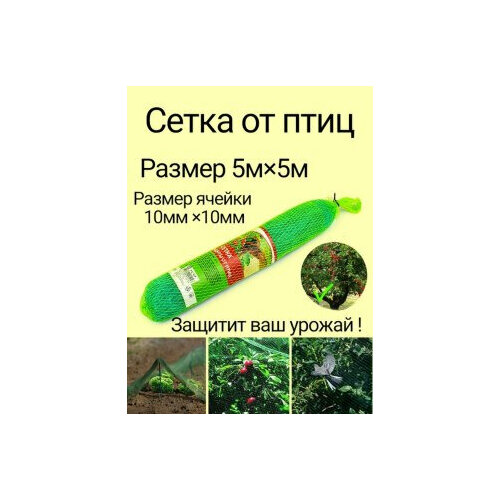 inbloom сетка для защиты урожая от птиц 5х5м полиэтилен зеленая Сетка от птиц для защиты урожая Размер 5х5